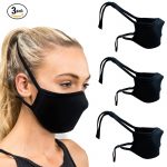 Cloth Face Mask with Head Strap and Filter Pocket- (Pack of 3), 100% Cotton with Adjustable Stopper, Hang on Neck Strap- Washable Unisex Adult Standard Size Face Cover/Mask by SNM Apparels