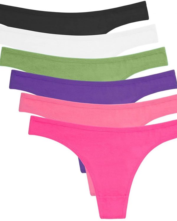 SNM Apparels 6 Pack of Thongs for women multicolor Breathable Cotton Panties Bikini for Women (Multicolor)